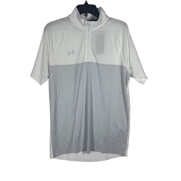 Under Armour Mens HeatGear Loose Fit UA White & Grey Polo Shirt Size Medium NWT - Picture 1 of 8